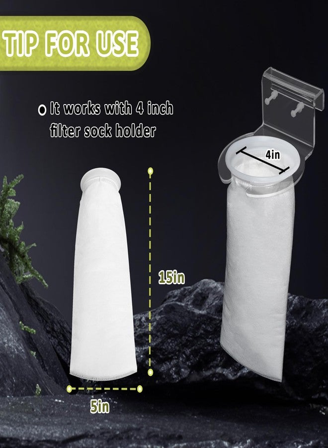 MCCKLE Filter Sock 4 Inch Ring, Filter Socks for Saltwater Aquarium by 15 Inch Long, 200 Micron Aquarium Filter Sock for Fish Tank Sump Saltwater Freshwater Aquariums (8 Pack) - Image 2